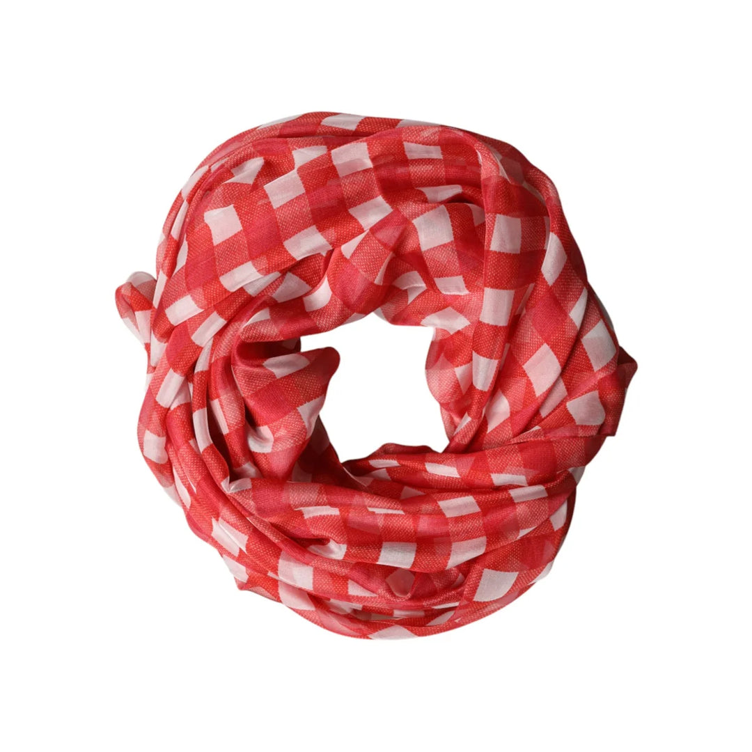 Dolce &amp; Gabbana Red Checkered Stole Neck Wrap Shawl Scarf