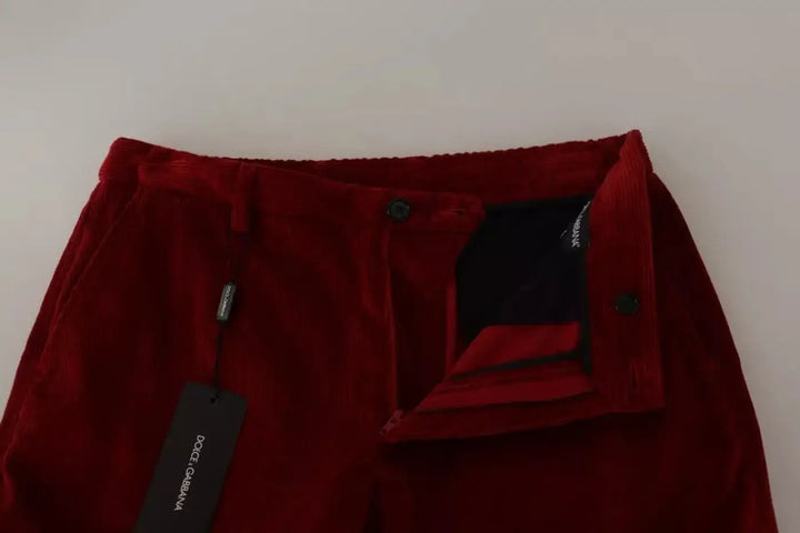 Dolce &amp; Gabbana Red Corduroy Cotton Cargo Skinny Pants