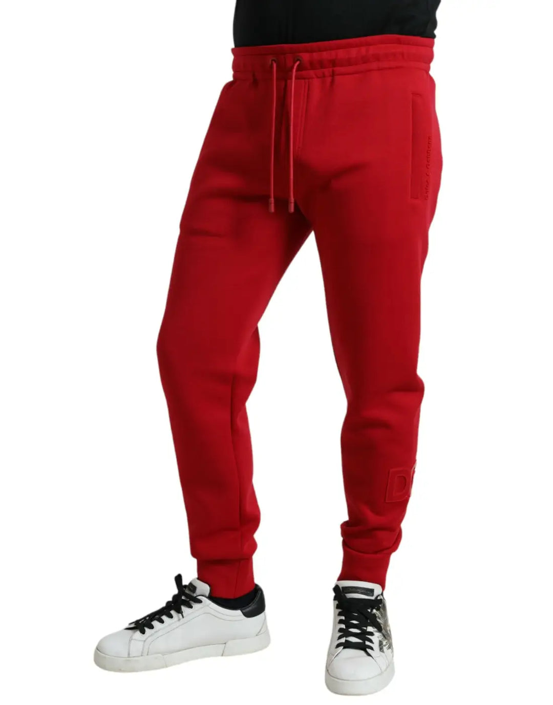 Dolce &amp; Gabbana Red Cotton Blend Skinny Jogger Pants