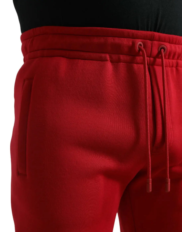 Dolce &amp; Gabbana Red Cotton Blend Skinny Jogger Pants