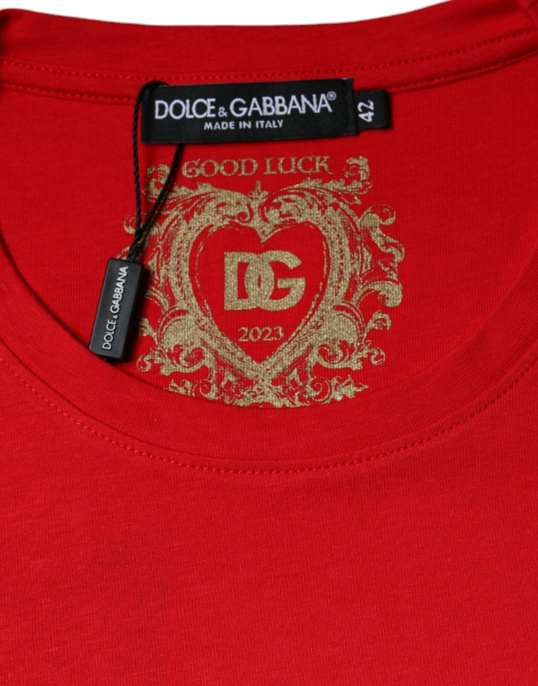 Dolce &amp; Gabbana - Red Cotton Crew Neck Short Sleeve Tee T-shirt