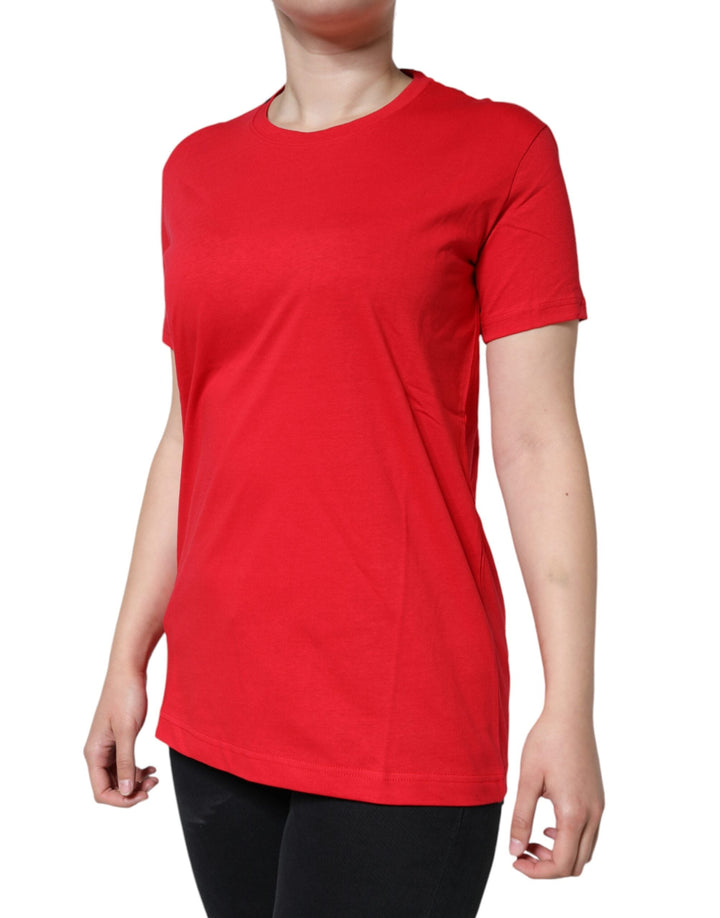 Dolce &amp; Gabbana - Red Cotton Crew Neck Short Sleeve Tee T-shirt