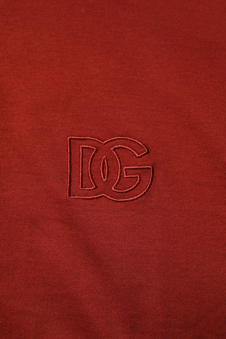 Dolce &amp; Gabbana Red Cotton Dg Logo Collared Men Polo T-shirt