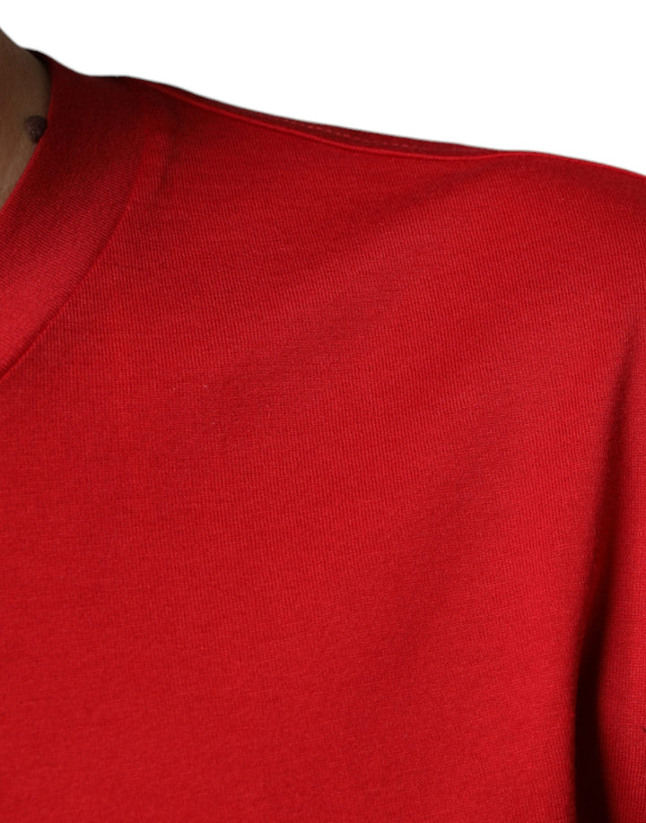Dolce &amp; Gabbana Red Cotton Dg Logo Print Crew Neck T-shirt
