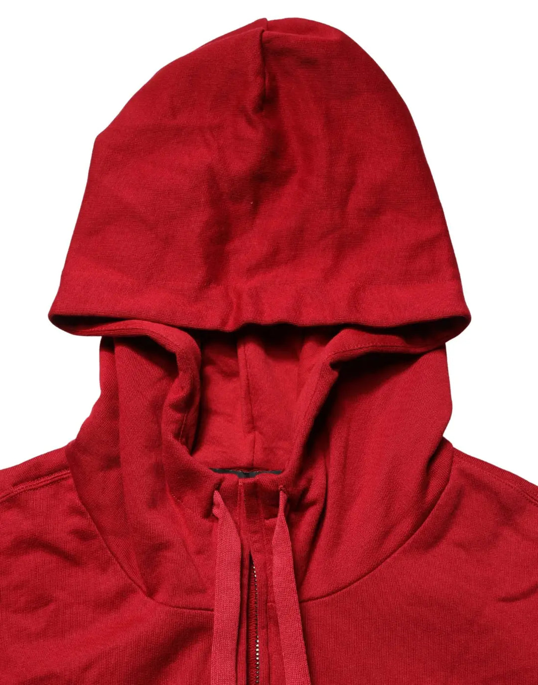 Dolce &amp; Gabbana Red Cotton Full Zip Fleece Men Hoodie Sweater