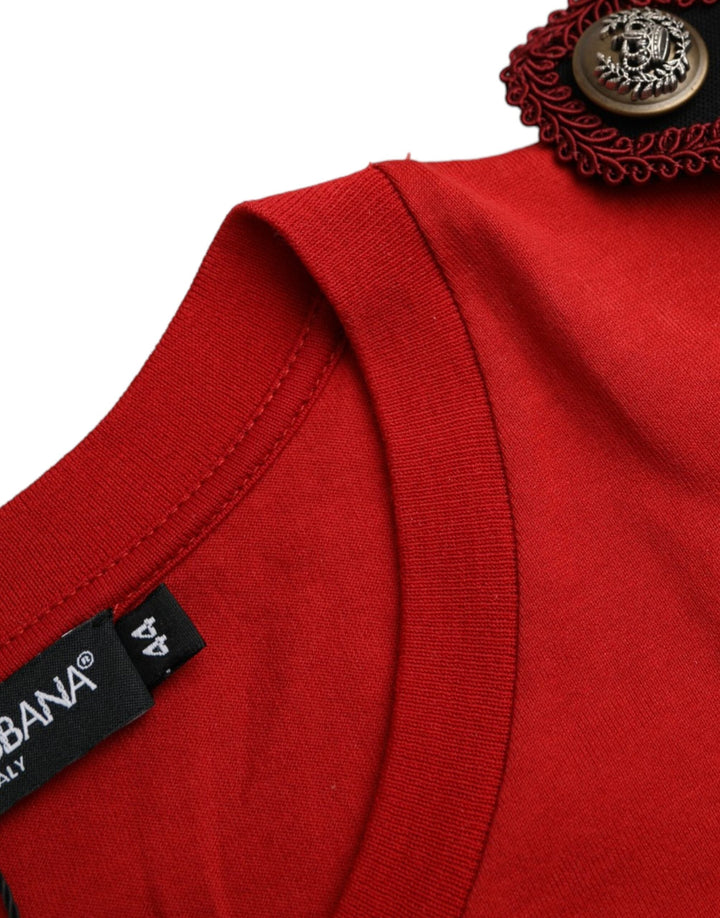 Dolce &amp; Gabbana - Red Cotton Graphic Print Crew Neck T-shirt