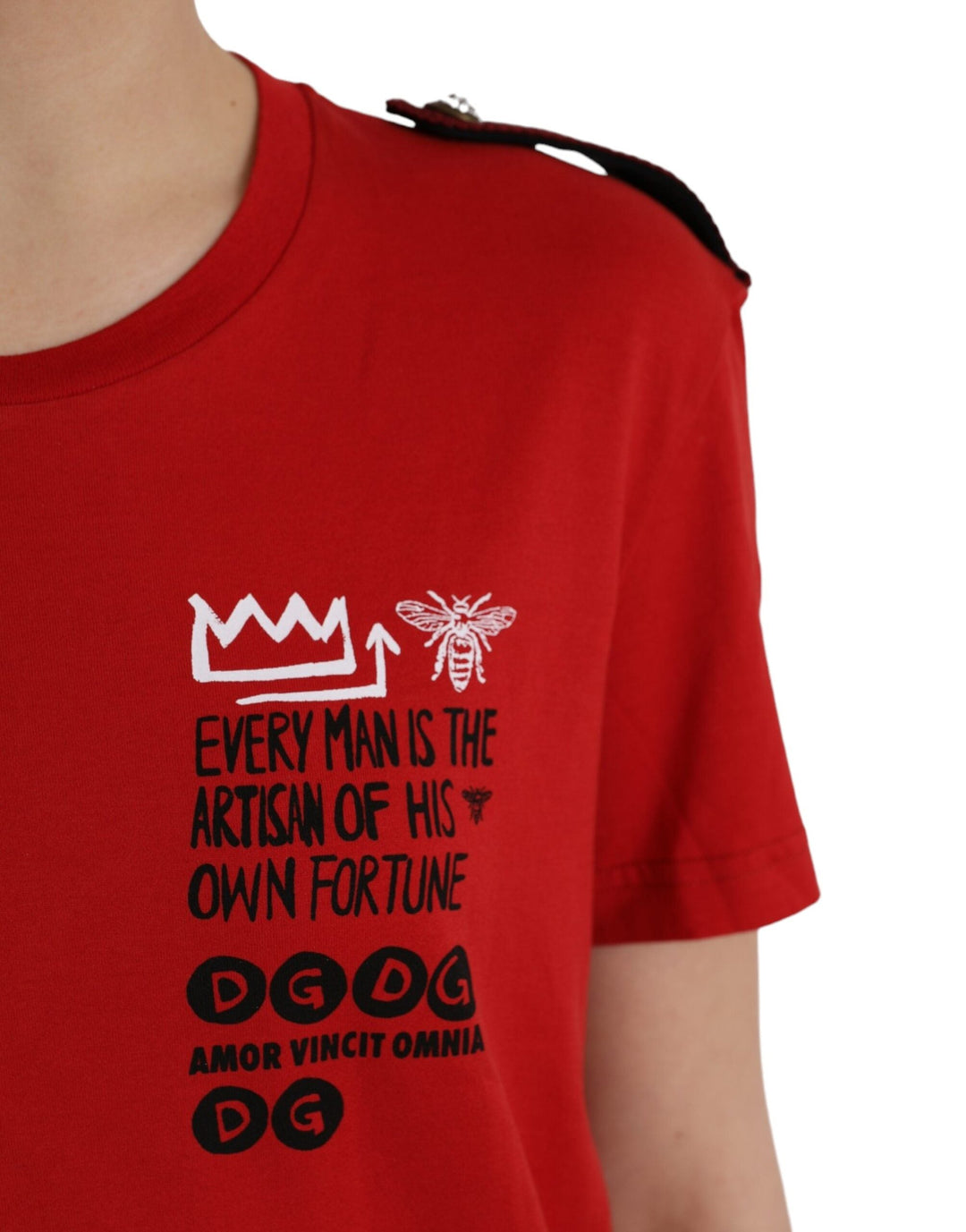 Dolce &amp; Gabbana - Red Cotton Graphic Print Crew Neck T-shirt