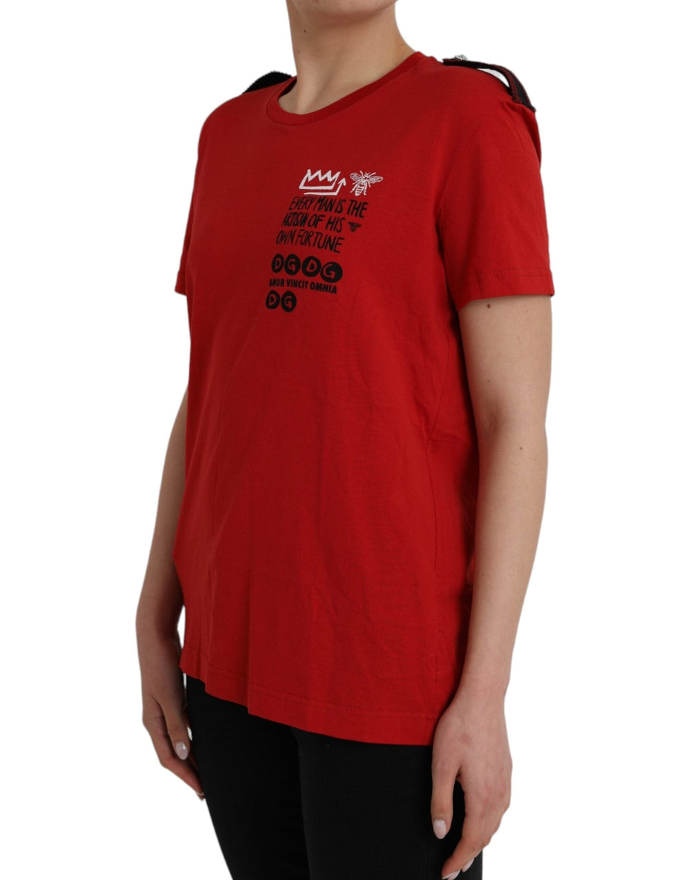 Dolce & Gabbana - Red Cotton Graphic Print Crew Neck T-shirt