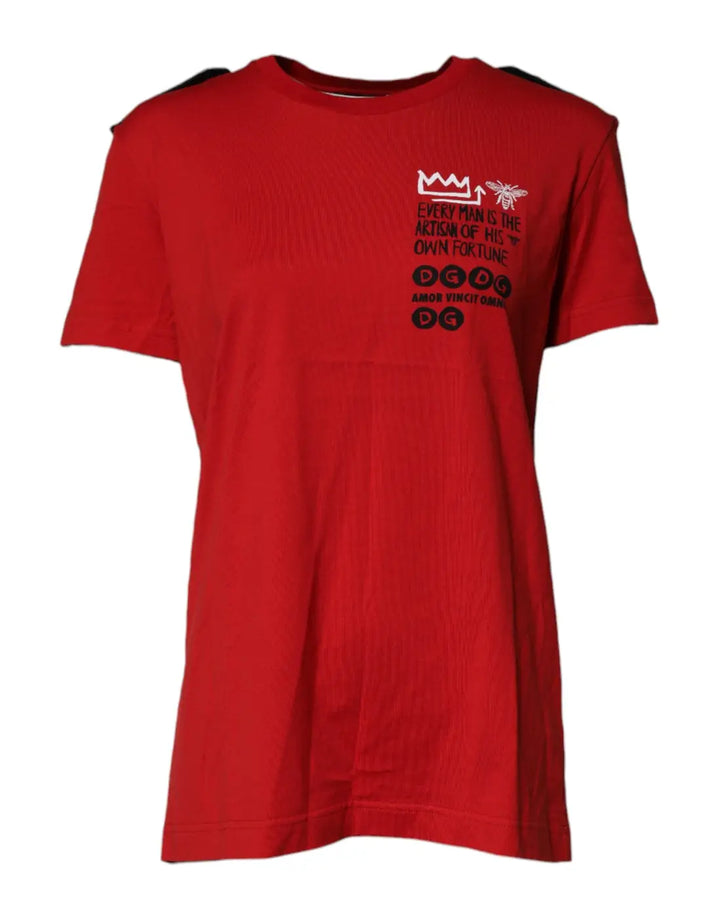 Dolce &amp; Gabbana Red Cotton Graphic Print Crew Neck T-shirt