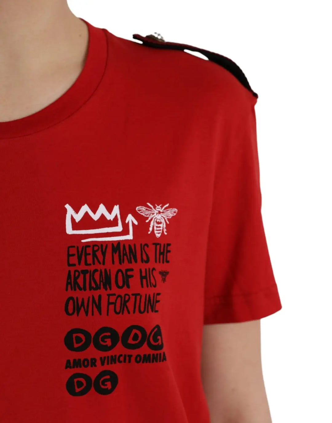 Dolce &amp; Gabbana Red Cotton Graphic Print Crew Neck T-shirt