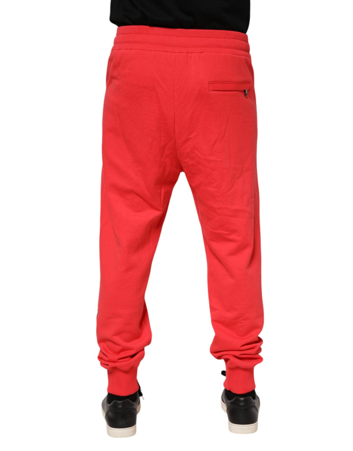 Dolce &amp; Gabbana Red Cotton Men Jogger Sweatpants Pants