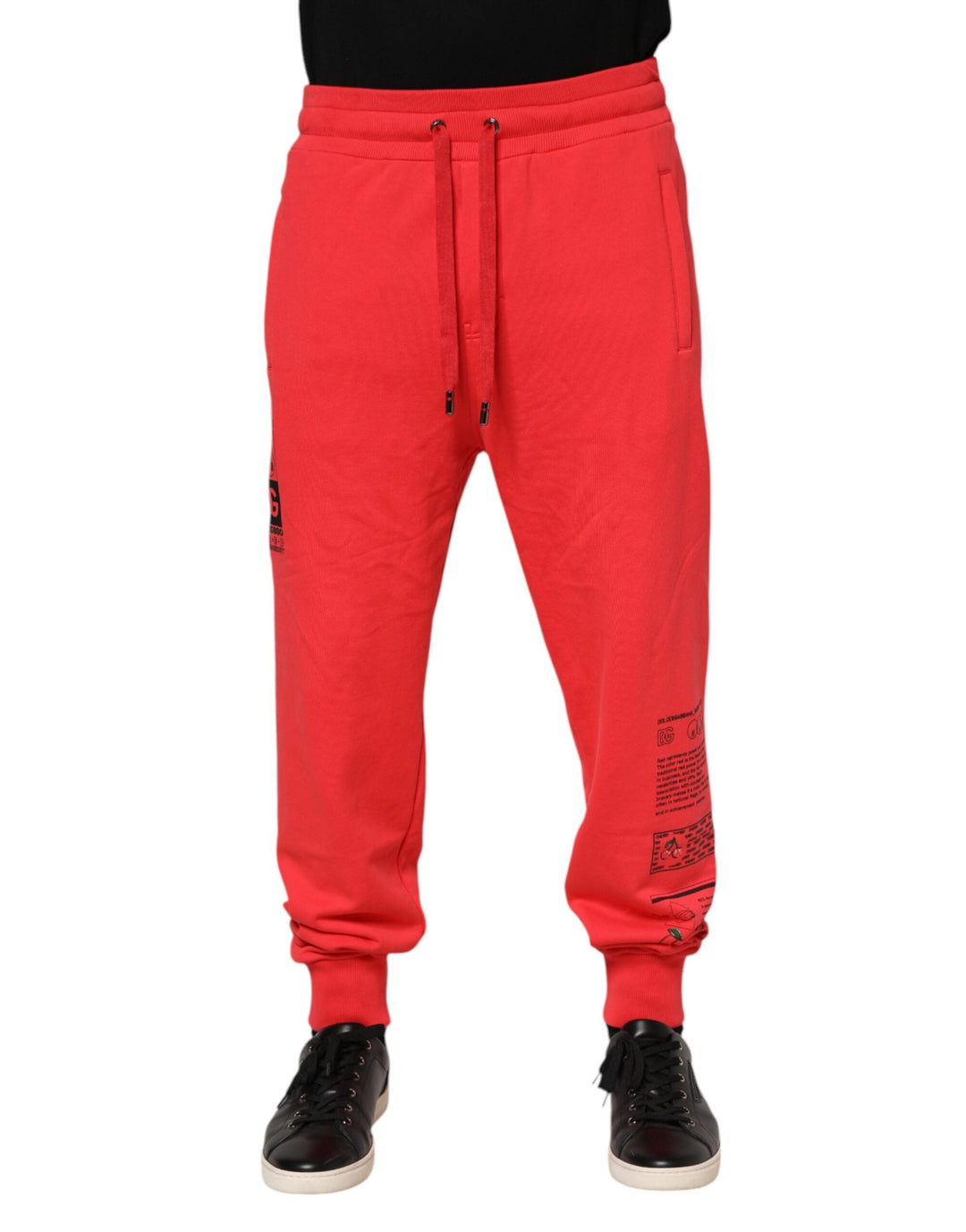 Dolce &amp; Gabbana Red Cotton Men Jogger Sweatpants Pants