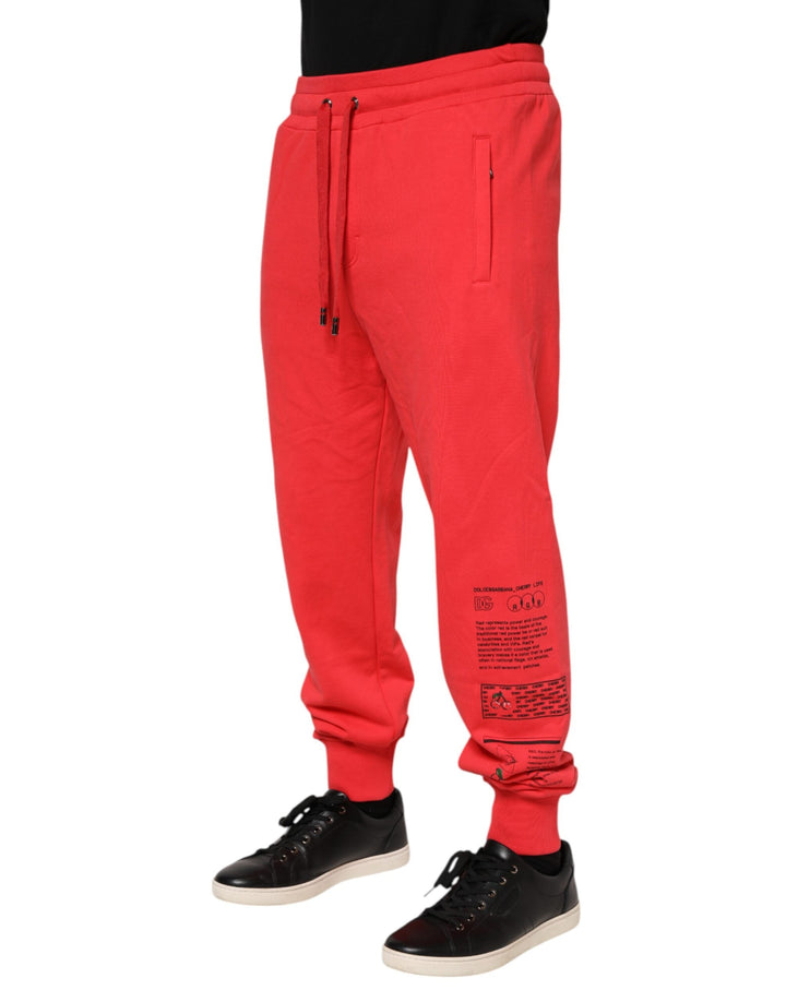 Dolce &amp; Gabbana Red Cotton Men Jogger Sweatpants Pants