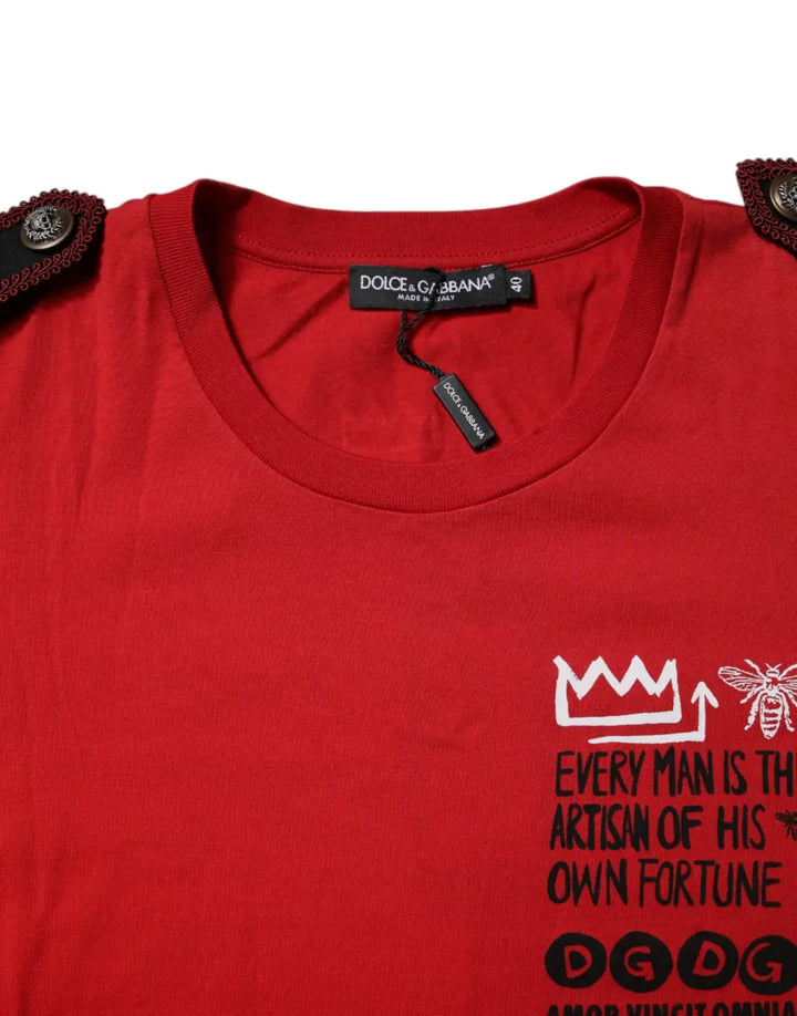 Dolce &amp; Gabbana Red Cotton Round Neck Short Sleeves T-shirt