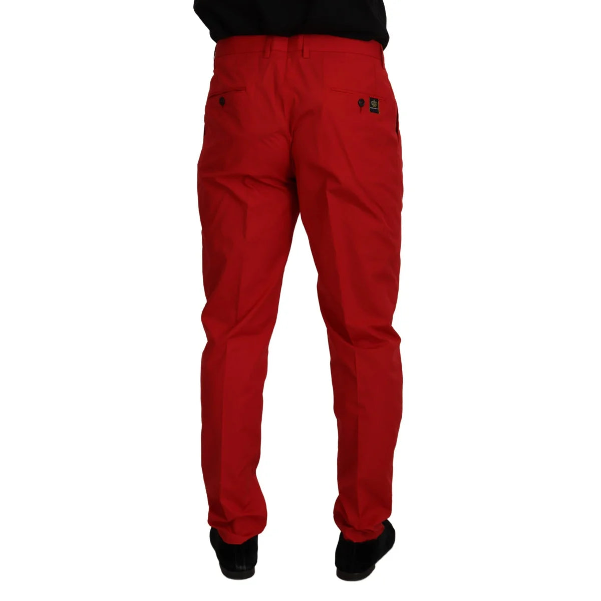 Dolce & Gabbana Red Cotton Slim Fit Trousers Chinos Pants