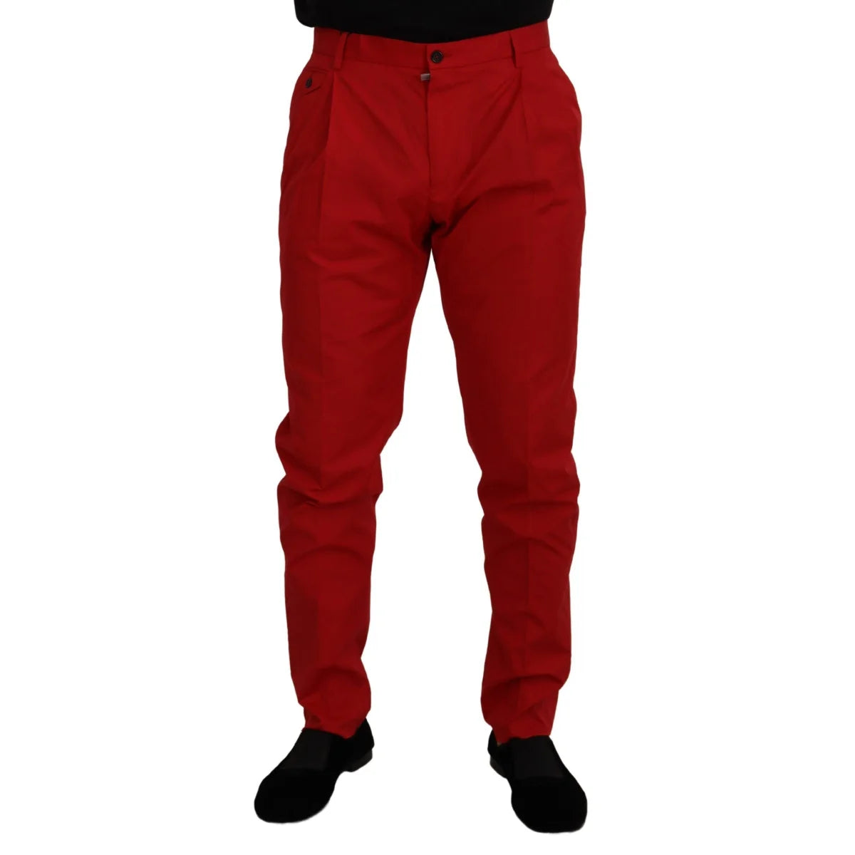 Dolce & Gabbana Red Cotton Slim Fit Trousers Chinos Pants