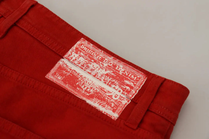 Dolce &amp; Gabbana Red Cotton Straight Fit Men Denim Jeans