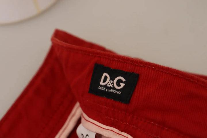Dolce &amp; Gabbana Red Cotton Straight Fit Men Denim Jeans
