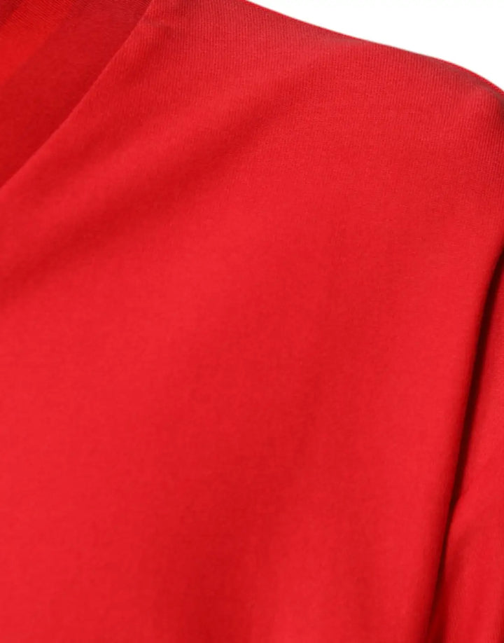 Dolce &amp; Gabbana Red Cotton V-neck Short Sleeves T-shirt