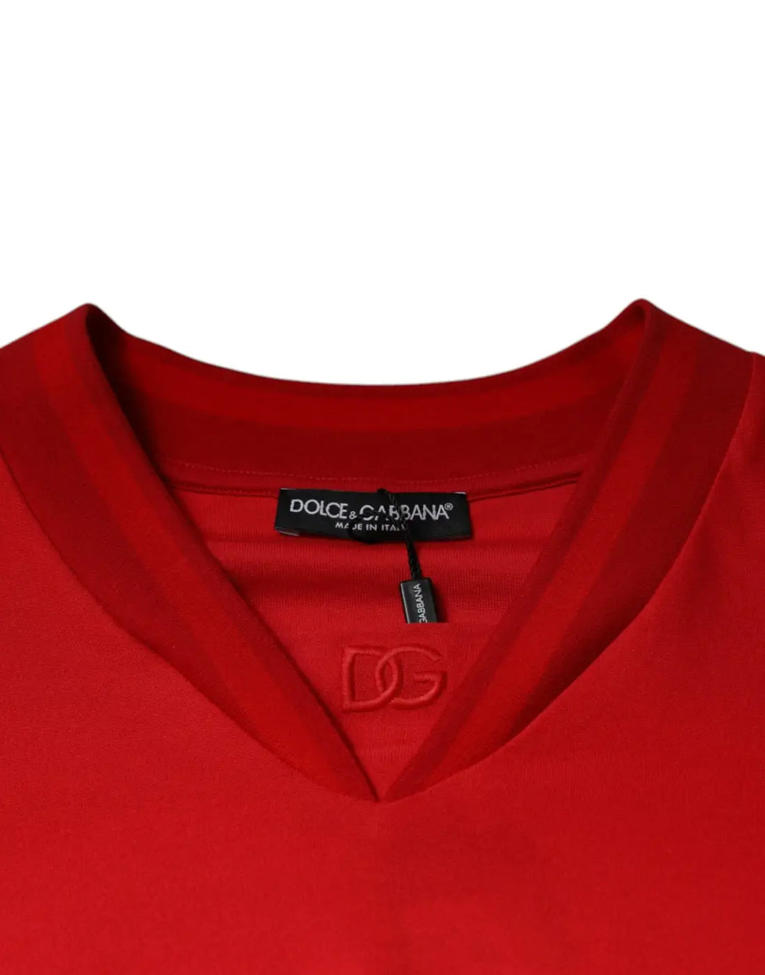 Dolce &amp; Gabbana Red Cotton V-neck Short Sleeves T-shirt