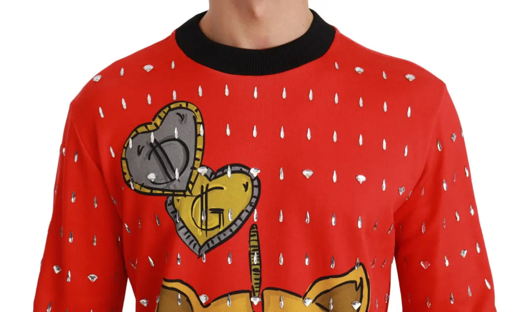 Dolce &amp; Gabbana Red Crystal Pig of the Year Sweater