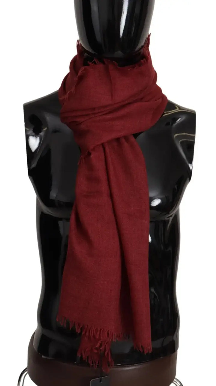 Dolce &amp; Gabbana Red DG Crown Cashmere Silk Shawl Fringe Wrap Scarf