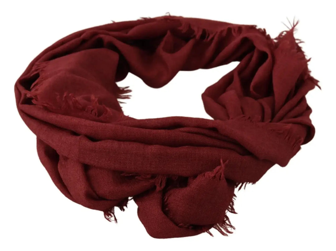 Dolce &amp; Gabbana Red DG Crown Cashmere Silk Shawl Fringe Wrap Scarf