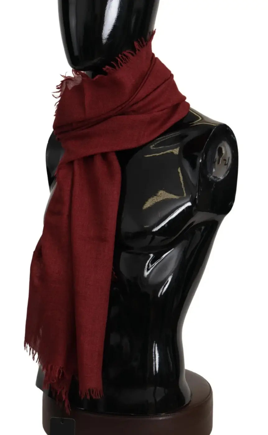Dolce &amp; Gabbana Red DG Crown Cashmere Silk Shawl Fringe Wrap Scarf
