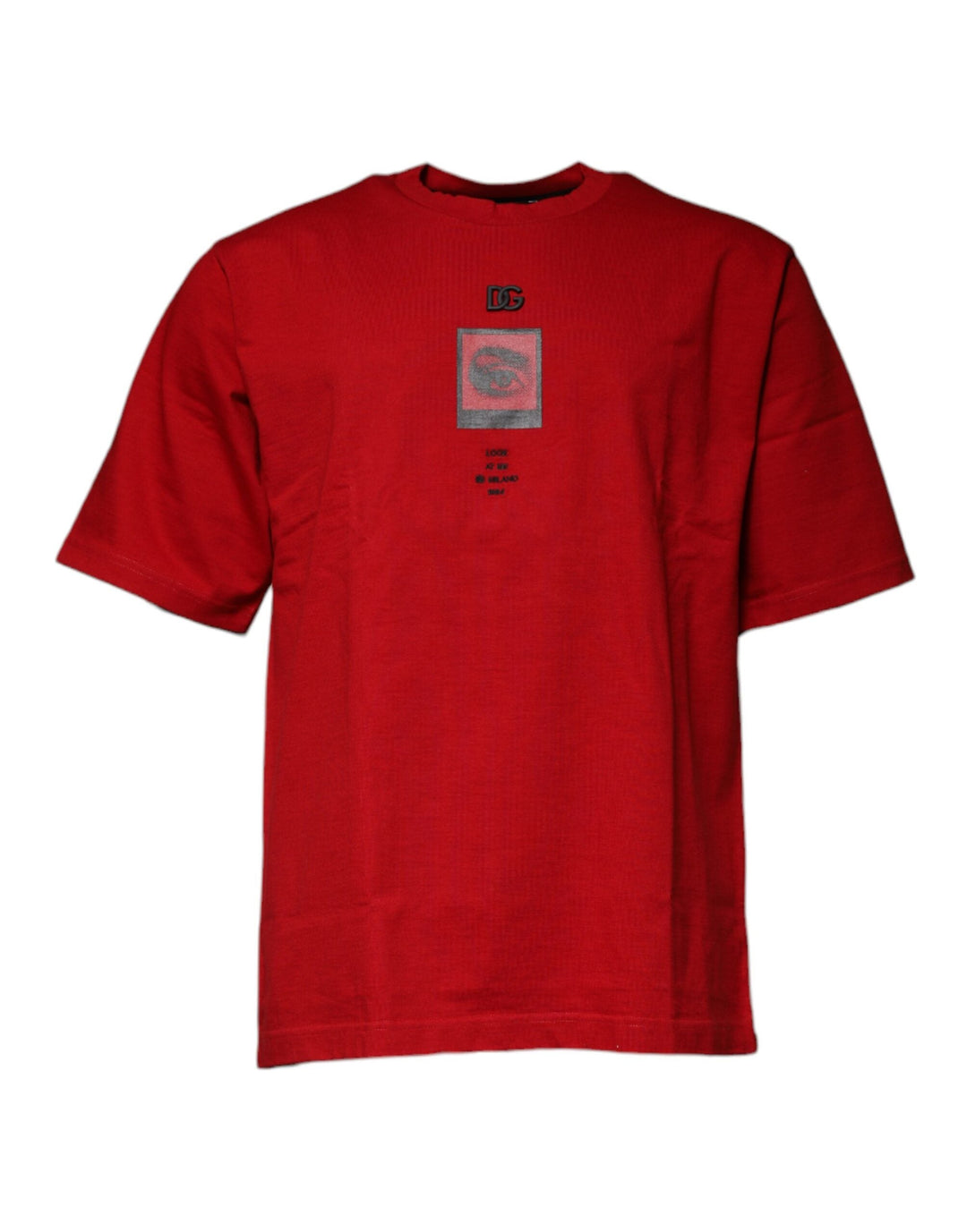 Dolce &amp; Gabbana Red Dg Eye Cotton Crew Neck T-shirt