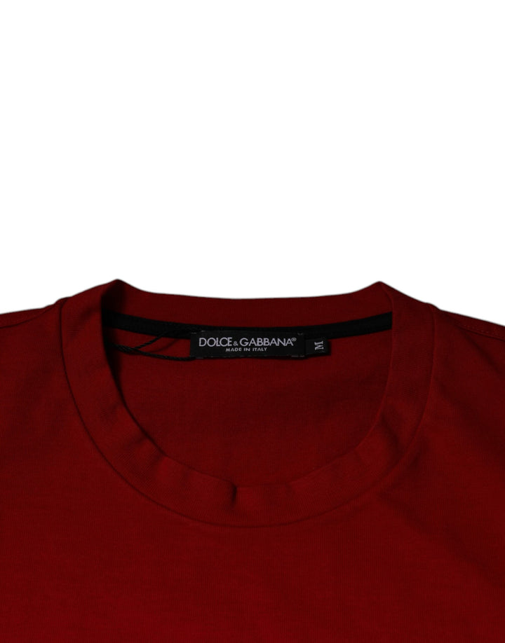 Dolce &amp; Gabbana Red Dg Eye Cotton Crew Neck T-shirt