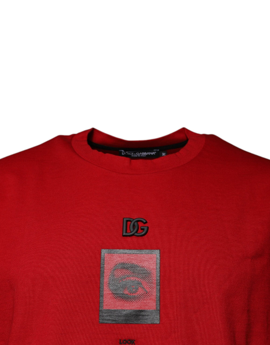 Dolce &amp; Gabbana Red Dg Eye Cotton Crew Neck T-shirt