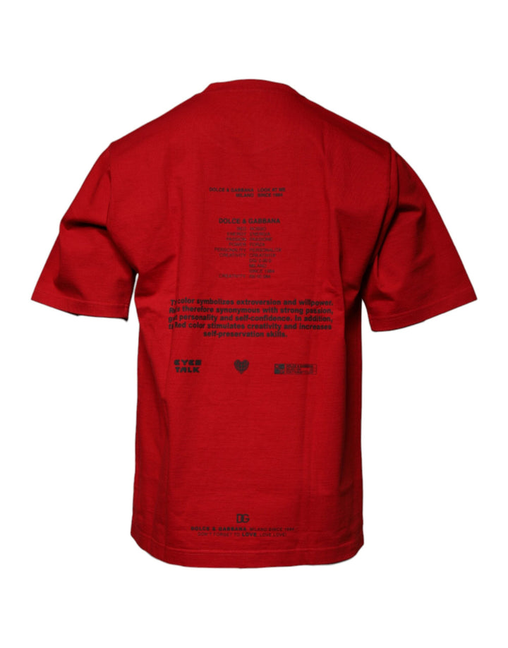 Dolce &amp; Gabbana Red Dg Eye Cotton Crew Neck T-shirt