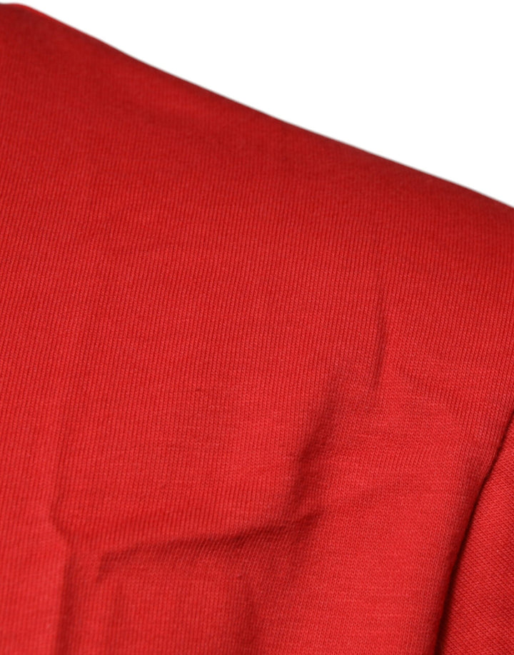 Dolce &amp; Gabbana Red Dg Logo Cotton Crew Neck T-shirt