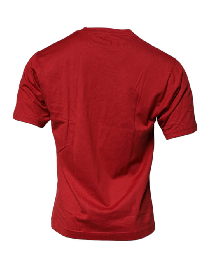 Dolce &amp; Gabbana Red Dg Logo Cotton Crew Neck T-shirt