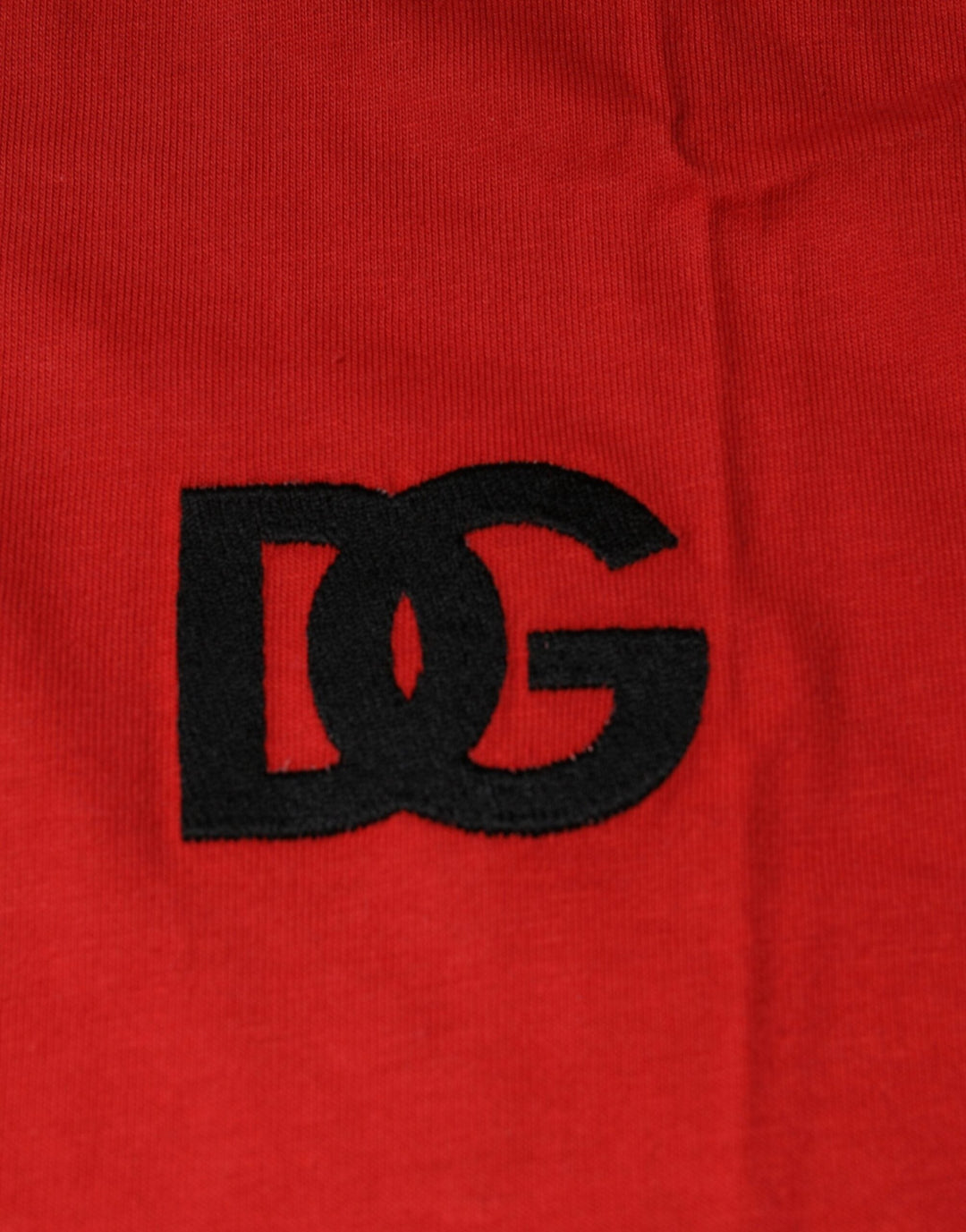 Dolce &amp; Gabbana Red Dg Logo Cotton Crew Neck T-shirt