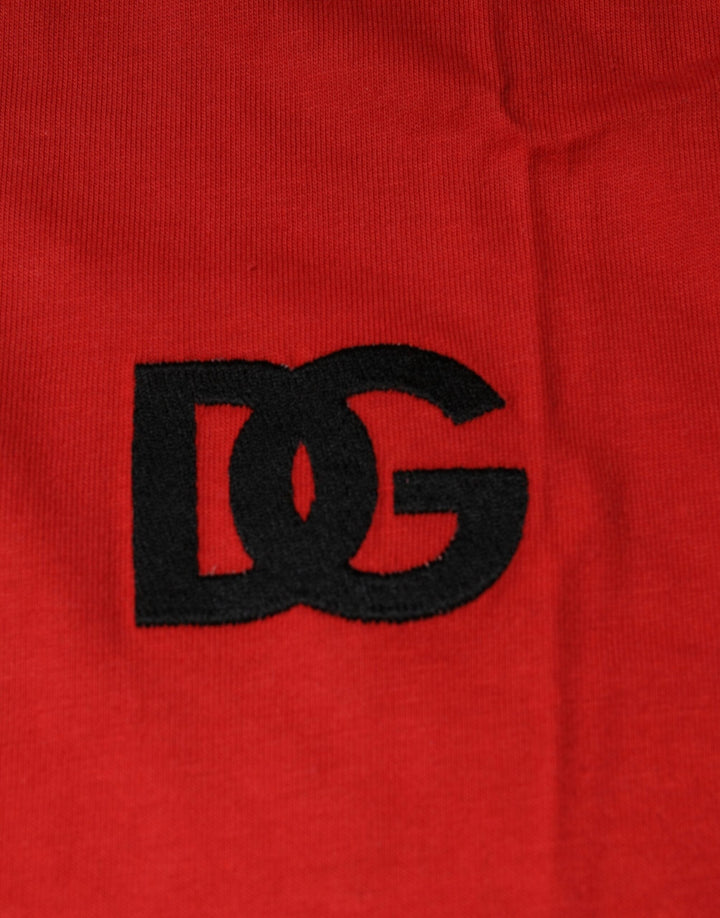 Dolce &amp; Gabbana Red Dg Logo Cotton Crew Neck T-shirt