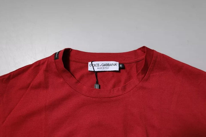 Dolce &amp; Gabbana Red Dg Logo Cotton Crew Neck T-shirt