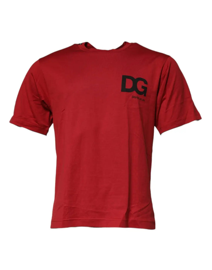 Dolce &amp; Gabbana Red DG Logo Cotton Crew Neck T-shirt