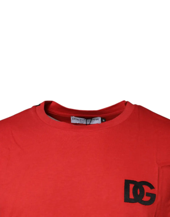 Dolce &amp; Gabbana Red DG Logo Cotton Crew Neck T-shirt