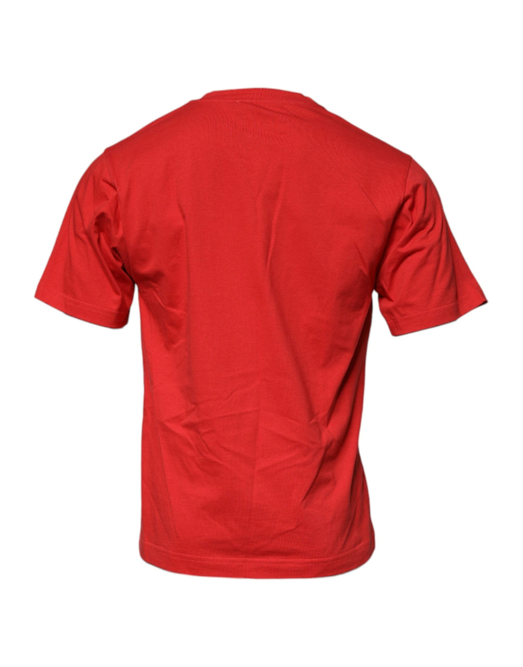 Dolce &amp; Gabbana Red Dg Logo Patch Cotton Crew Neck T-shirt
