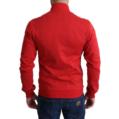 Dolce & Gabbana Red DG Motor Club Cardigan Sweater Turtle Neck