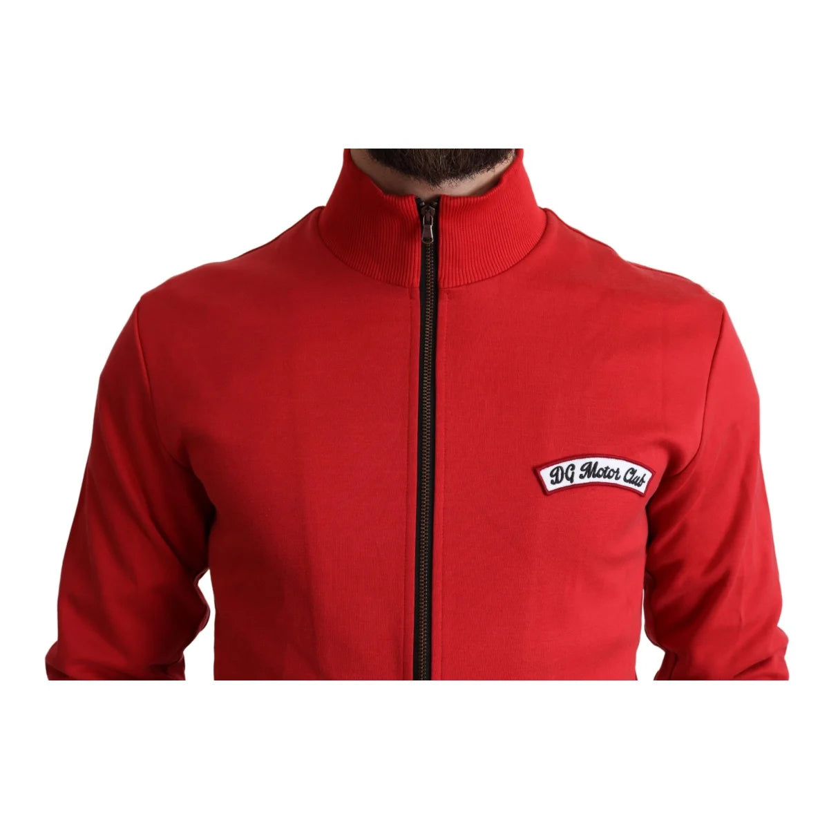 Dolce & Gabbana Red DG Motor Club Cardigan Sweater Turtle Neck