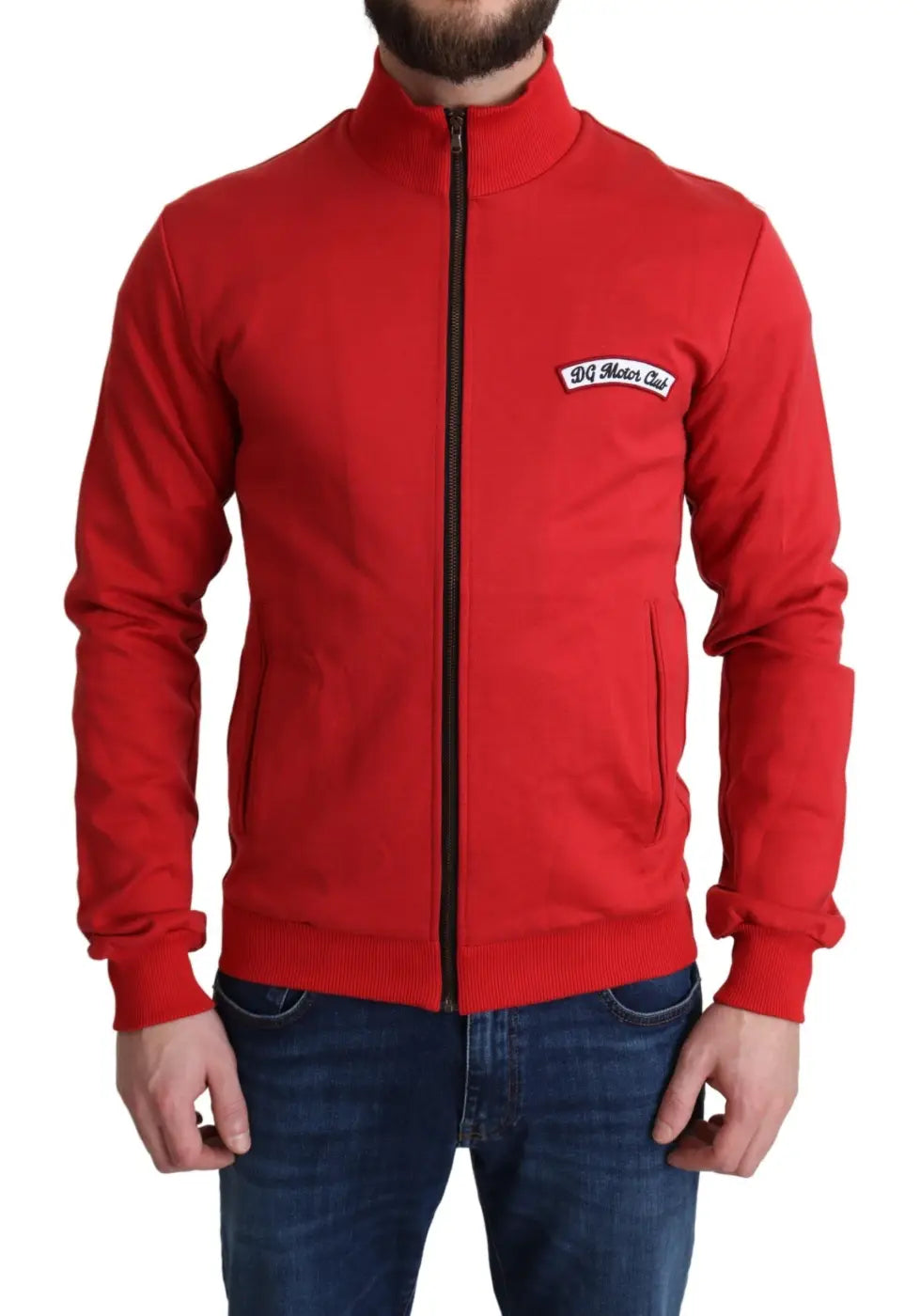 Dolce &amp; Gabbana Red DG Motor Club Zippered Cardigan Sweater