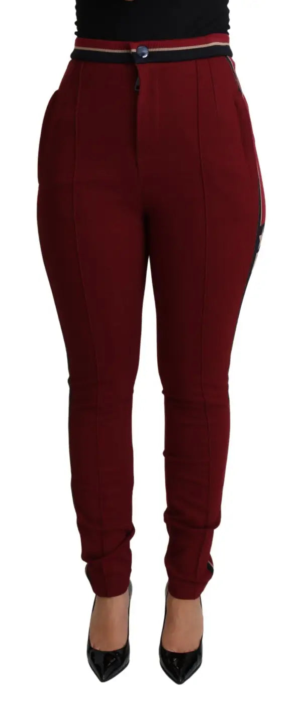 Dolce &amp; Gabbana Red DG Star Striped Skinny Cotton Pant