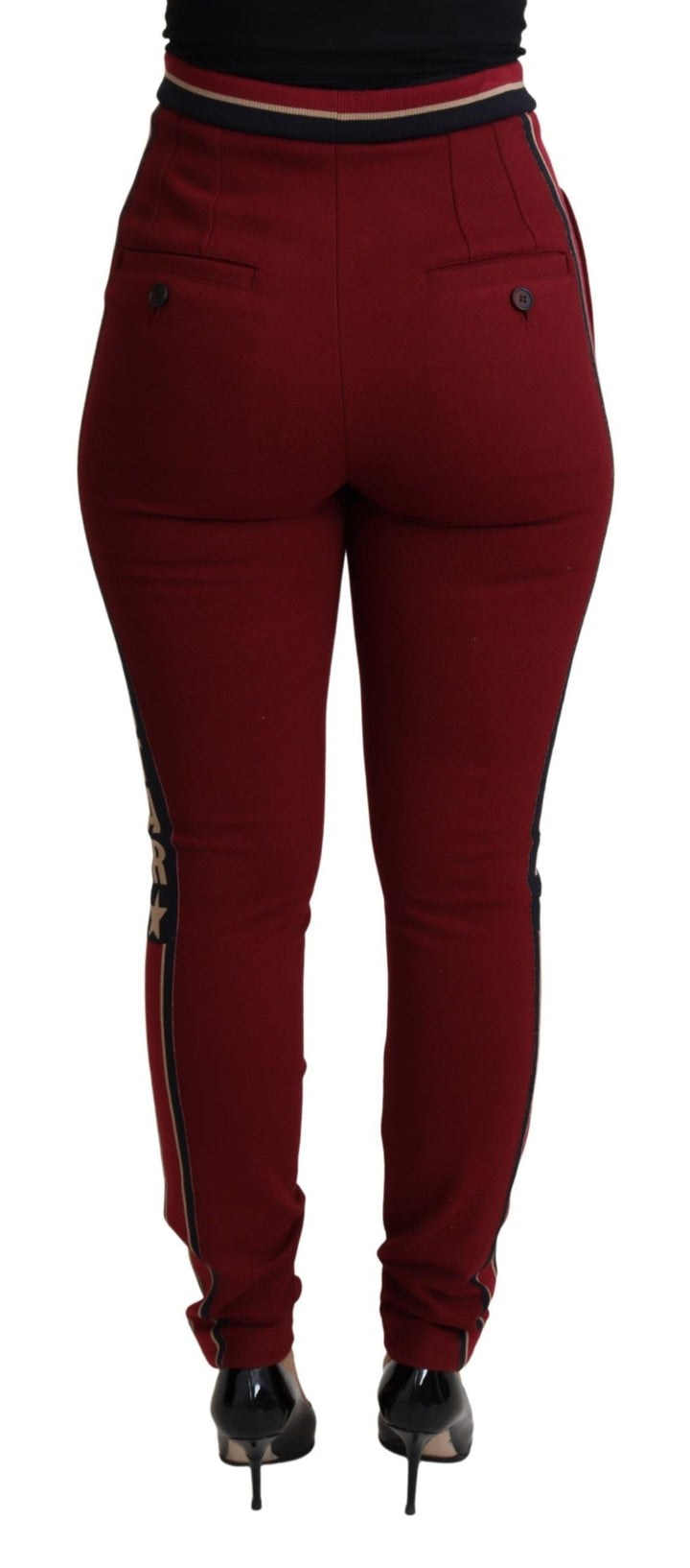 Dolce &amp; Gabbana Red Dg Star Striped Skinny Cotton Pant
