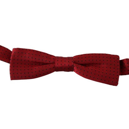 Dolce & Gabbana Red Dotted Silk Adjustable Bow Tie Exclusive Collection