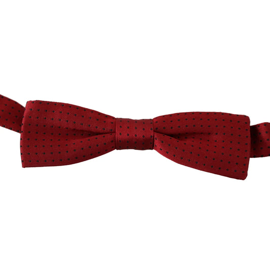 Dolce & Gabbana Red Dotted Silk Adjustable Bow Tie Exclusive Collection