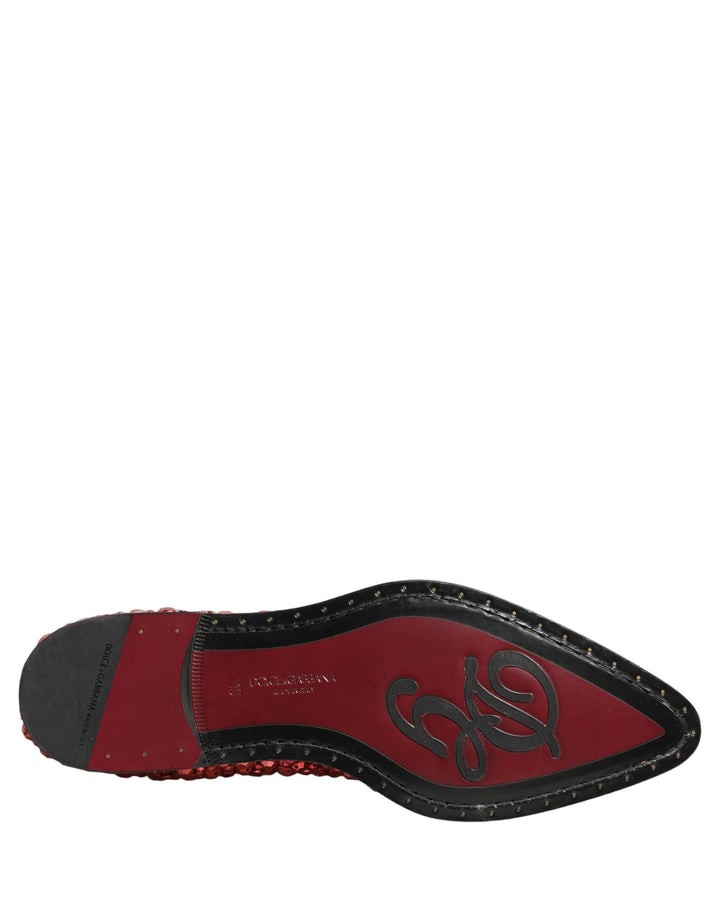 Dolce &amp; Gabbana Red Embellished Chelsea Ankle Boots Shoes