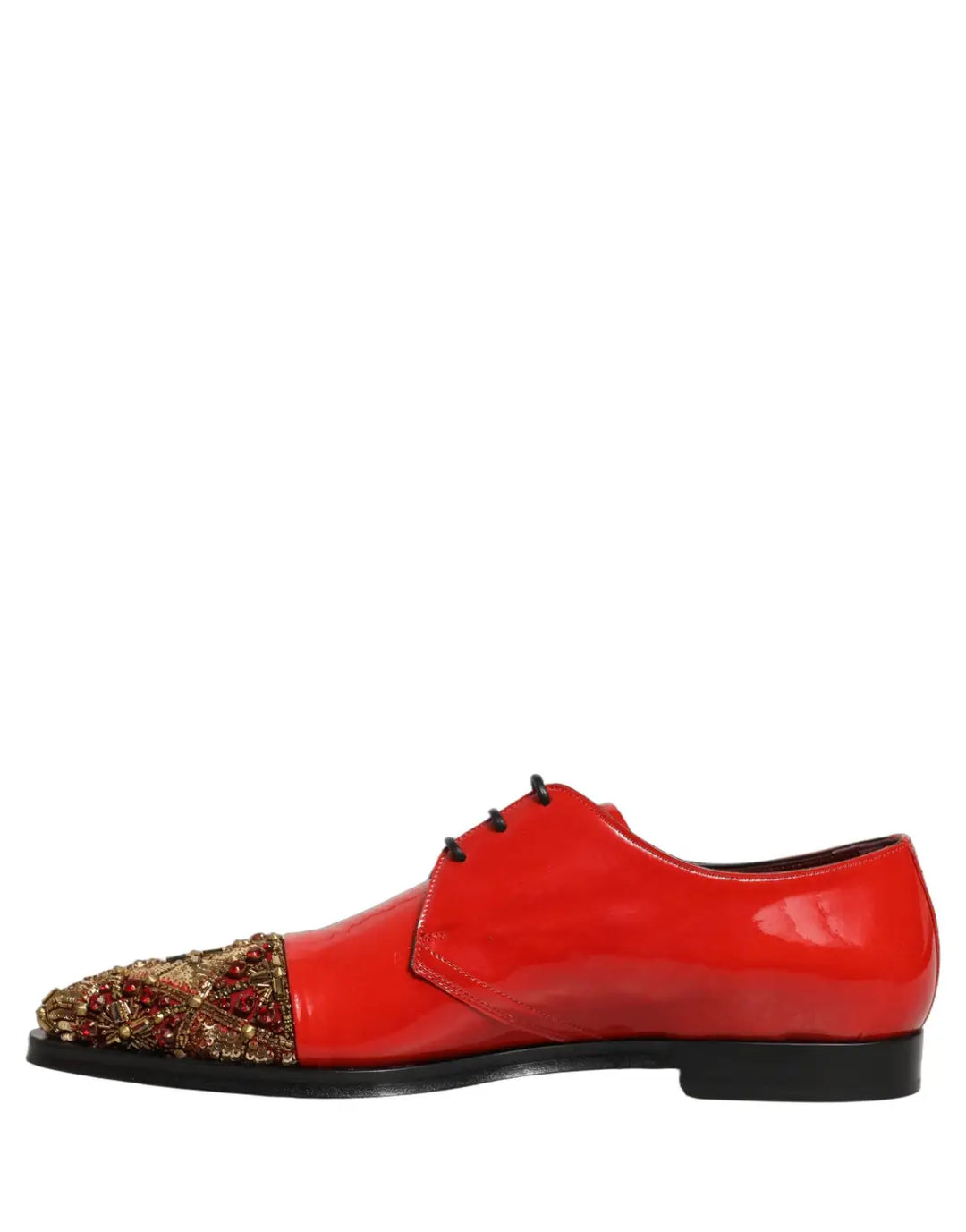 Dolce &amp; Gabbana Red Embellished Men Derby Dress Formal Shoes