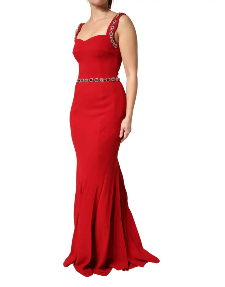 Dolce &amp; Gabbana Red Embellished Sheath Mermaid Gown Dress
